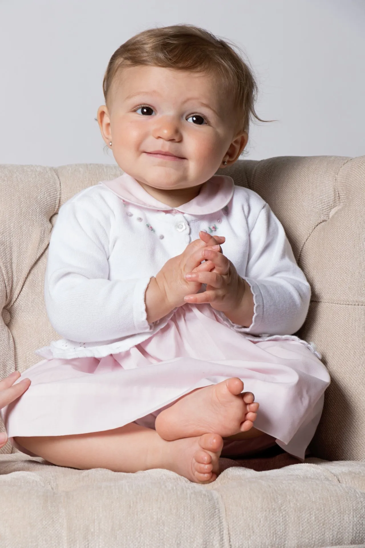 3111-Classic Pointelle Flowers Baby & Toddler Cardigan Sweater