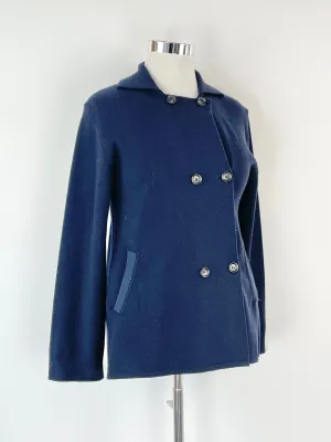 Alpha Studio Navy Blue Wool Fleece Jacket - AU14