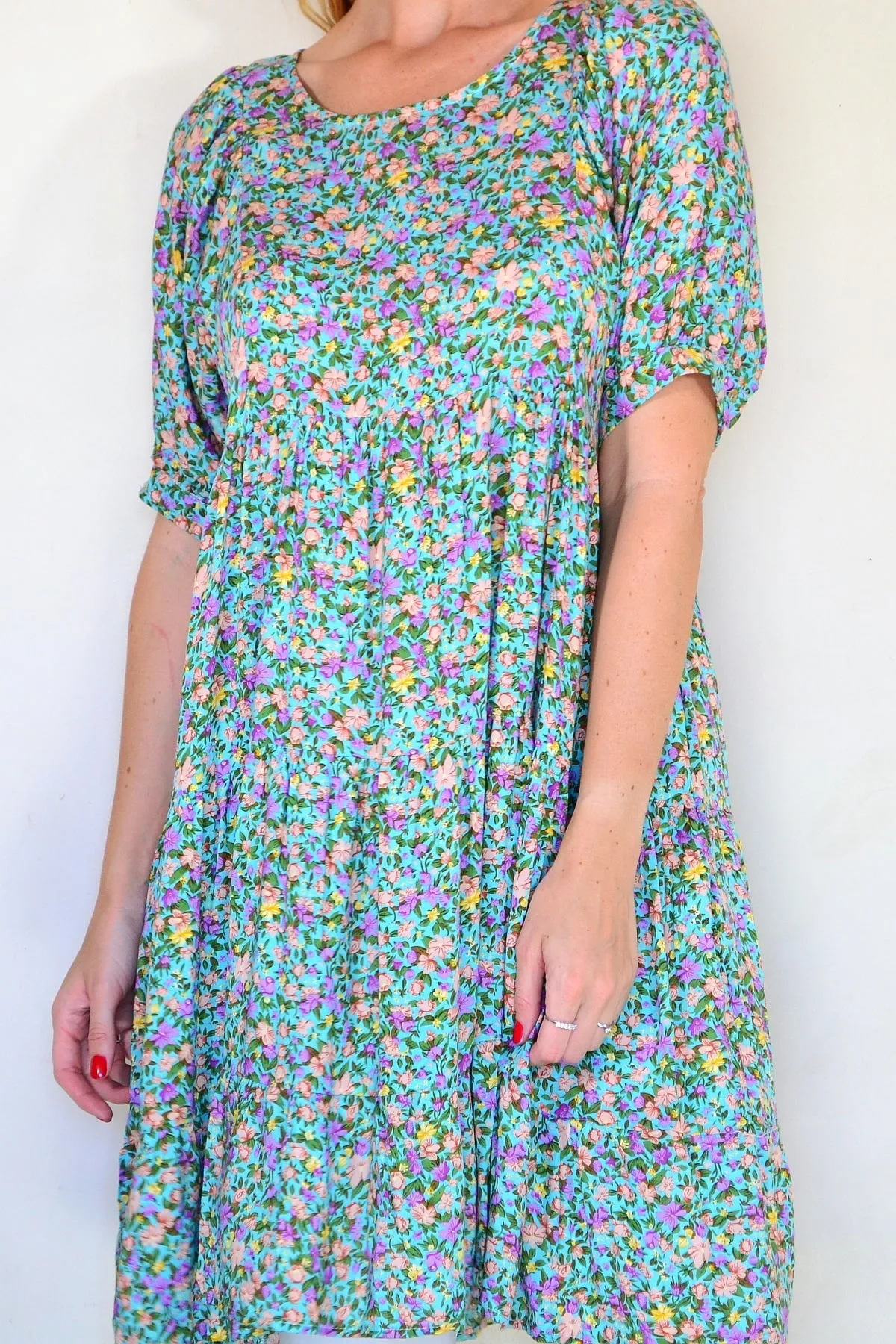 Aqua Flutter Tree Tunic Dress