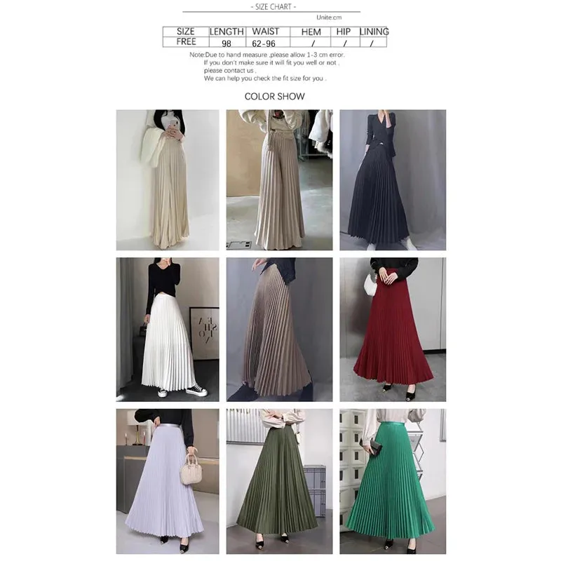 Autumn Fashion Casual High Waist Pleated Long Skirt