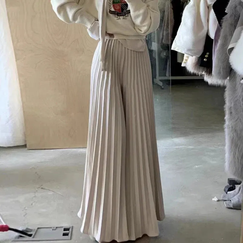 Autumn Fashion Casual High Waist Pleated Long Skirt