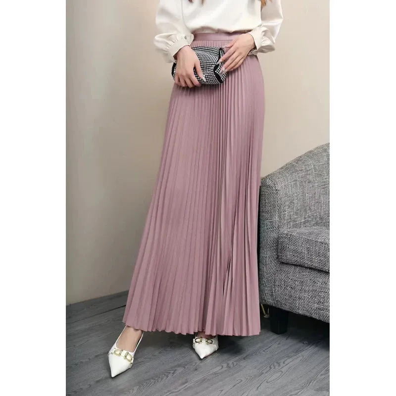 Autumn Fashion Casual High Waist Pleated Long Skirt