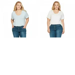 Ava & Viv Women's Plus Size Short Sleeve Scoop Neck Relaxed T-Shirt