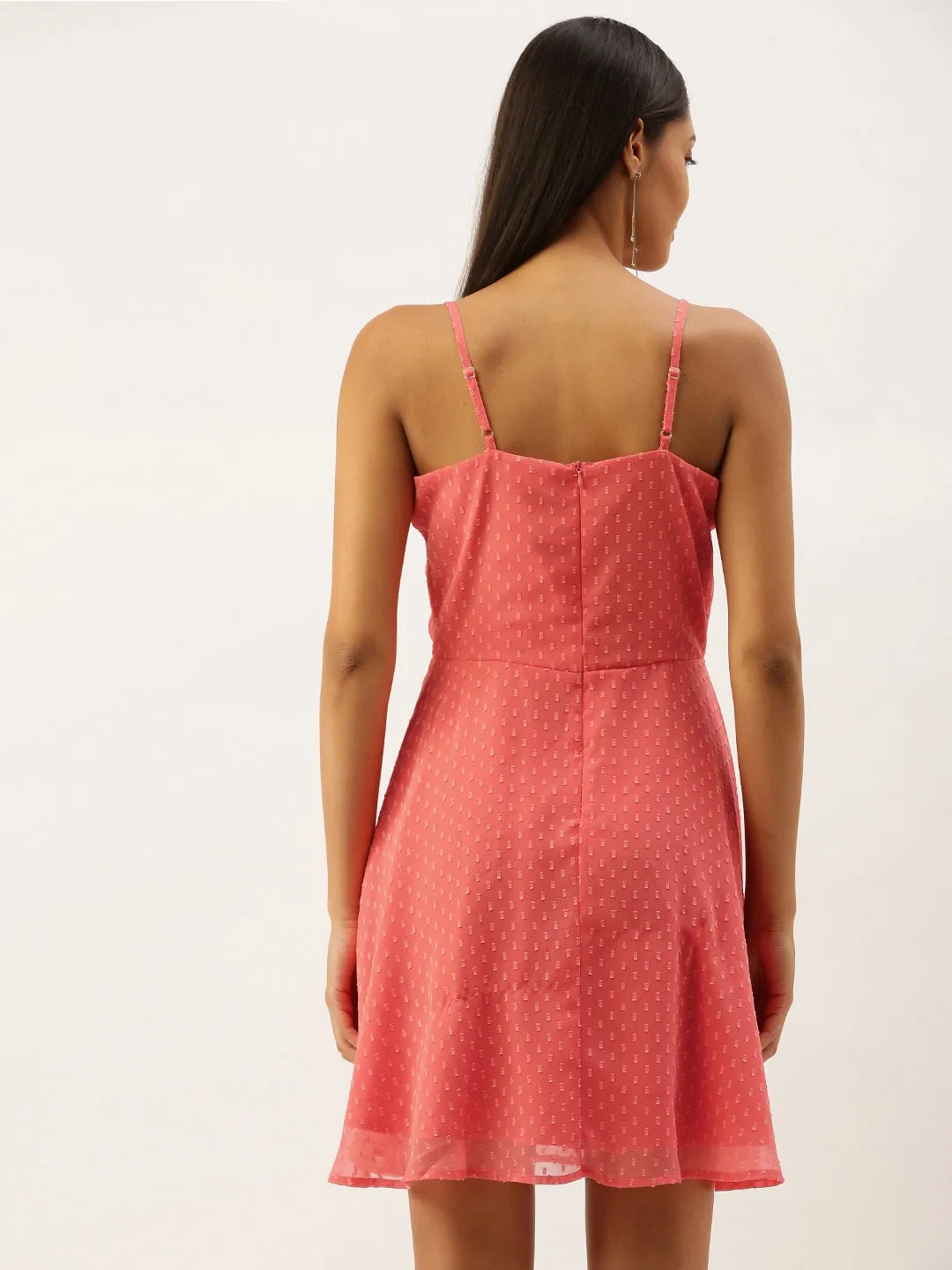 Berrylush Women Pink Dot Pattern Fit and Flare Mini Dress