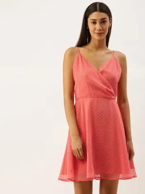 Berrylush Women Pink Dot Pattern Fit and Flare Mini Dress