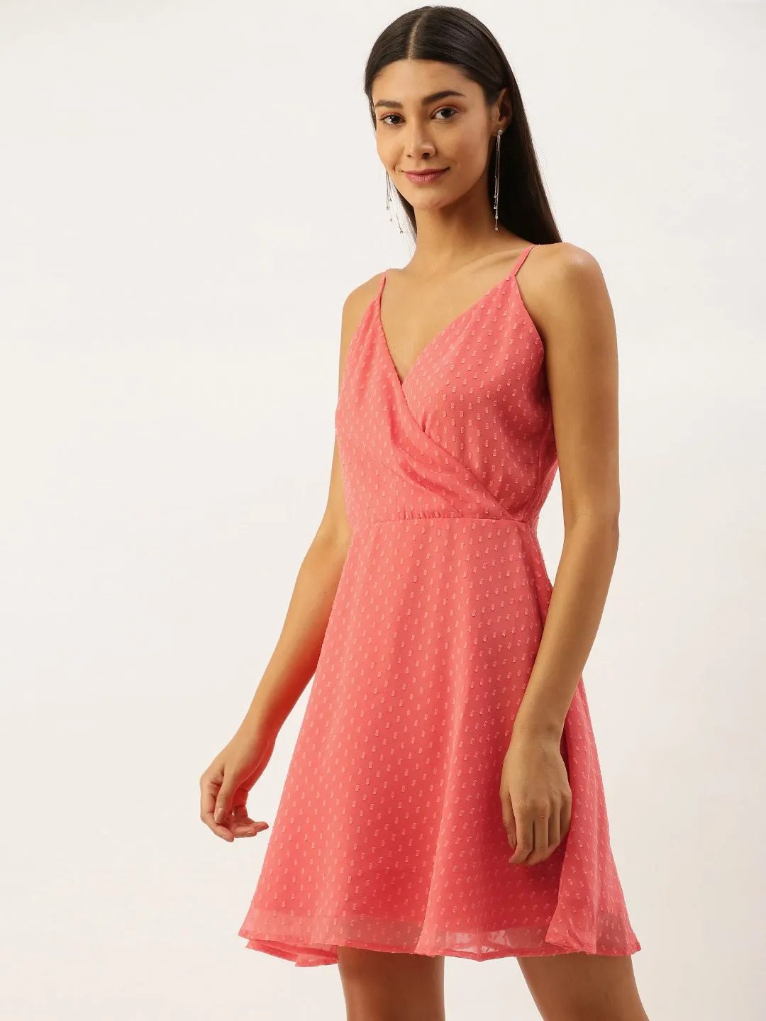 Berrylush Women Pink Dot Pattern Fit and Flare Mini Dress