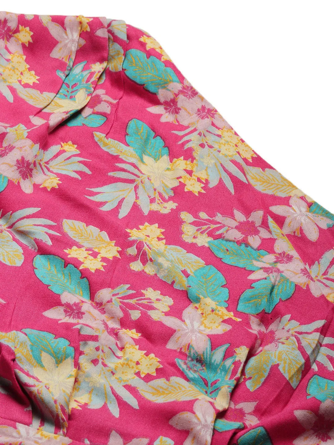 Berrylush Women Pink Floral One-Shoulder Fit & Flare Mini Dress