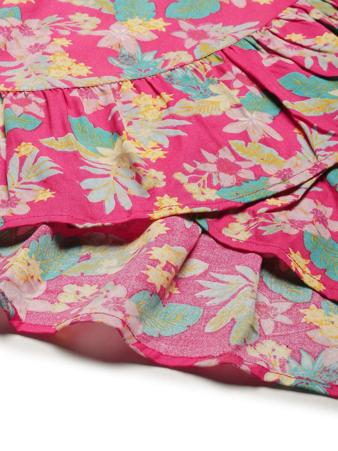 Berrylush Women Pink Floral One-Shoulder Fit & Flare Mini Dress