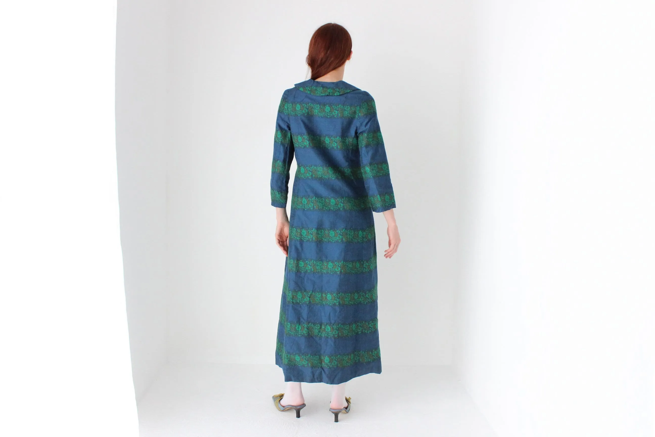Bespoke 90s Woven Silk Longline Trench Coat