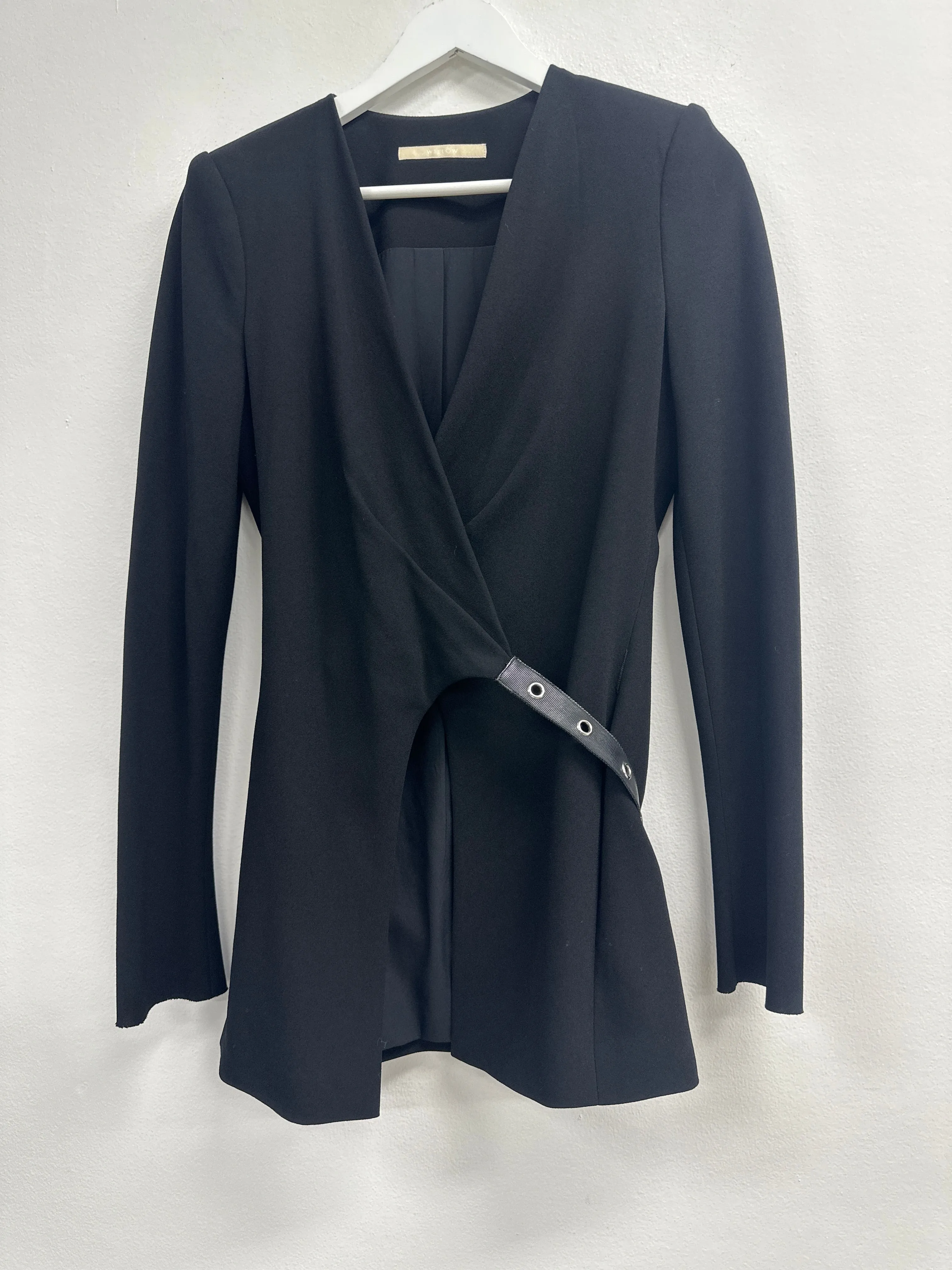 Black Crepe Wrap Coat