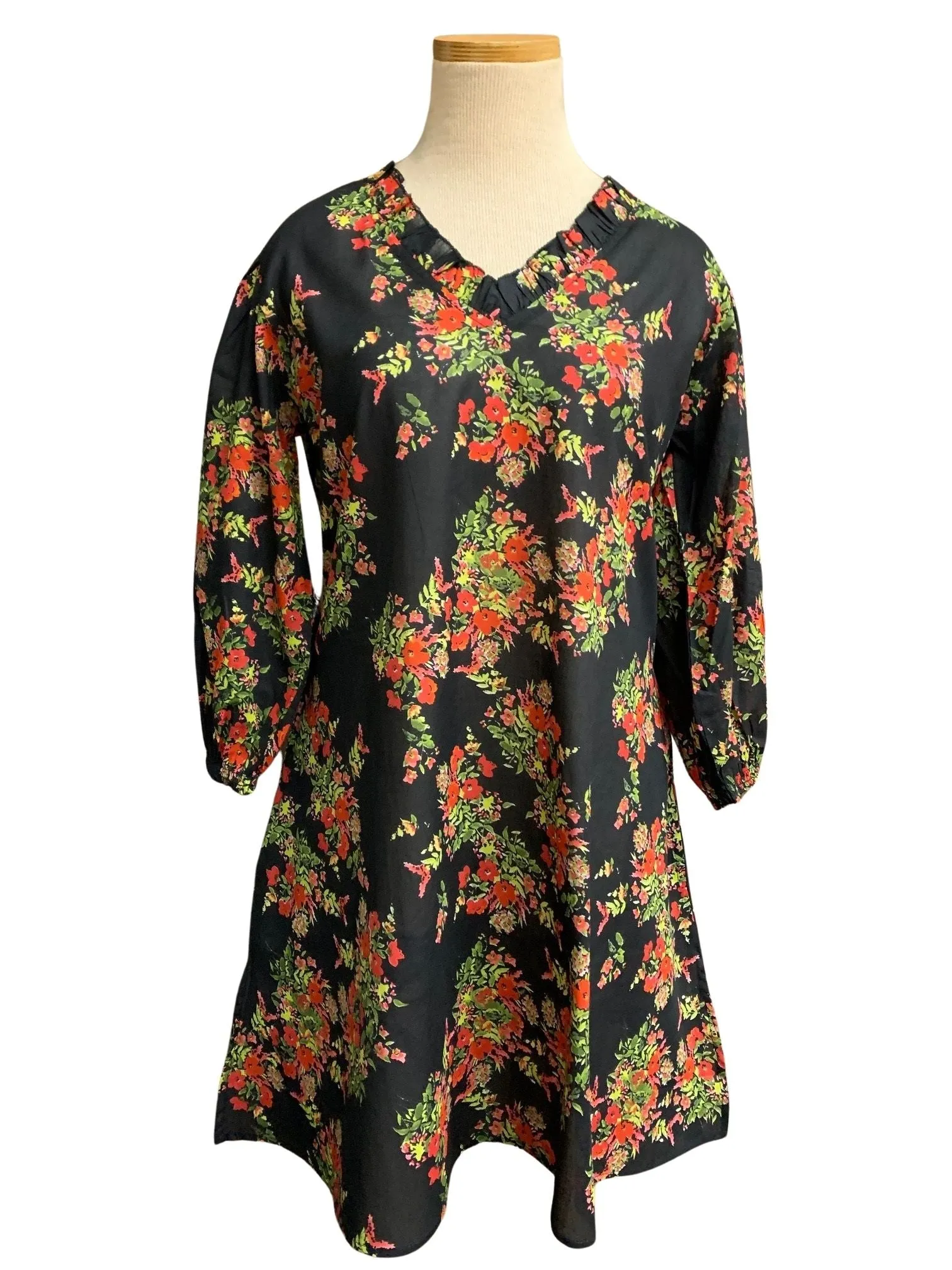 Black Provence Ruffle Neck Top