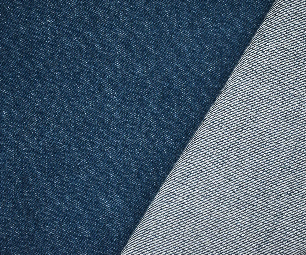 Blue Cotton 14 oz  Washed Denim Twill Woven Fabric