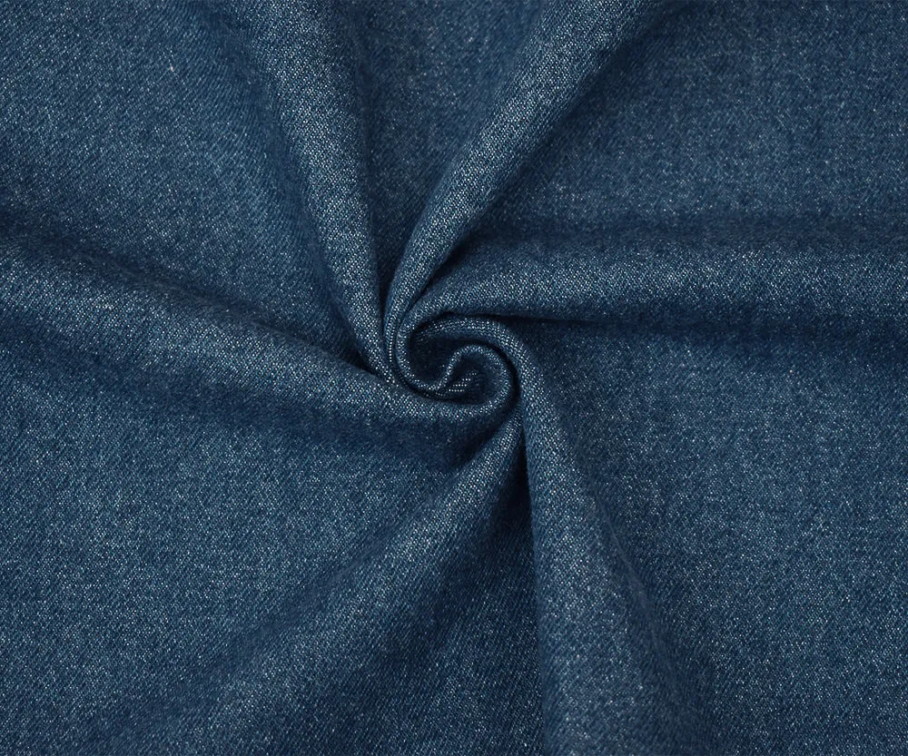Blue Cotton 14 oz  Washed Denim Twill Woven Fabric