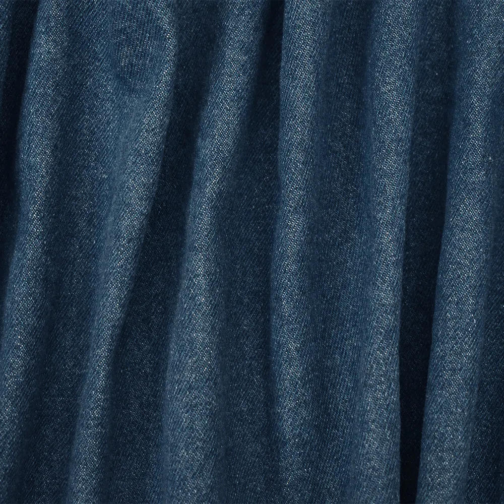 Blue Cotton 14 oz  Washed Denim Twill Woven Fabric