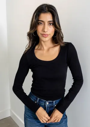 Bobi L/S Scoop Neck Tee - Black
