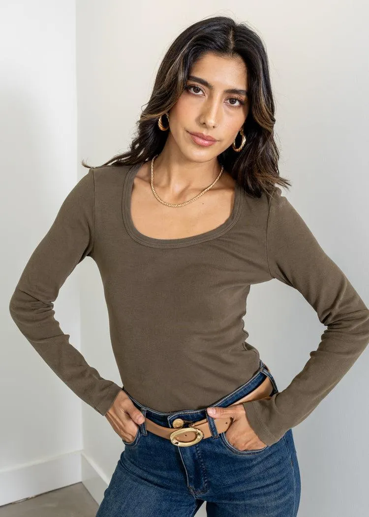 Bobi L/S Scoop Neck Tee - Troops