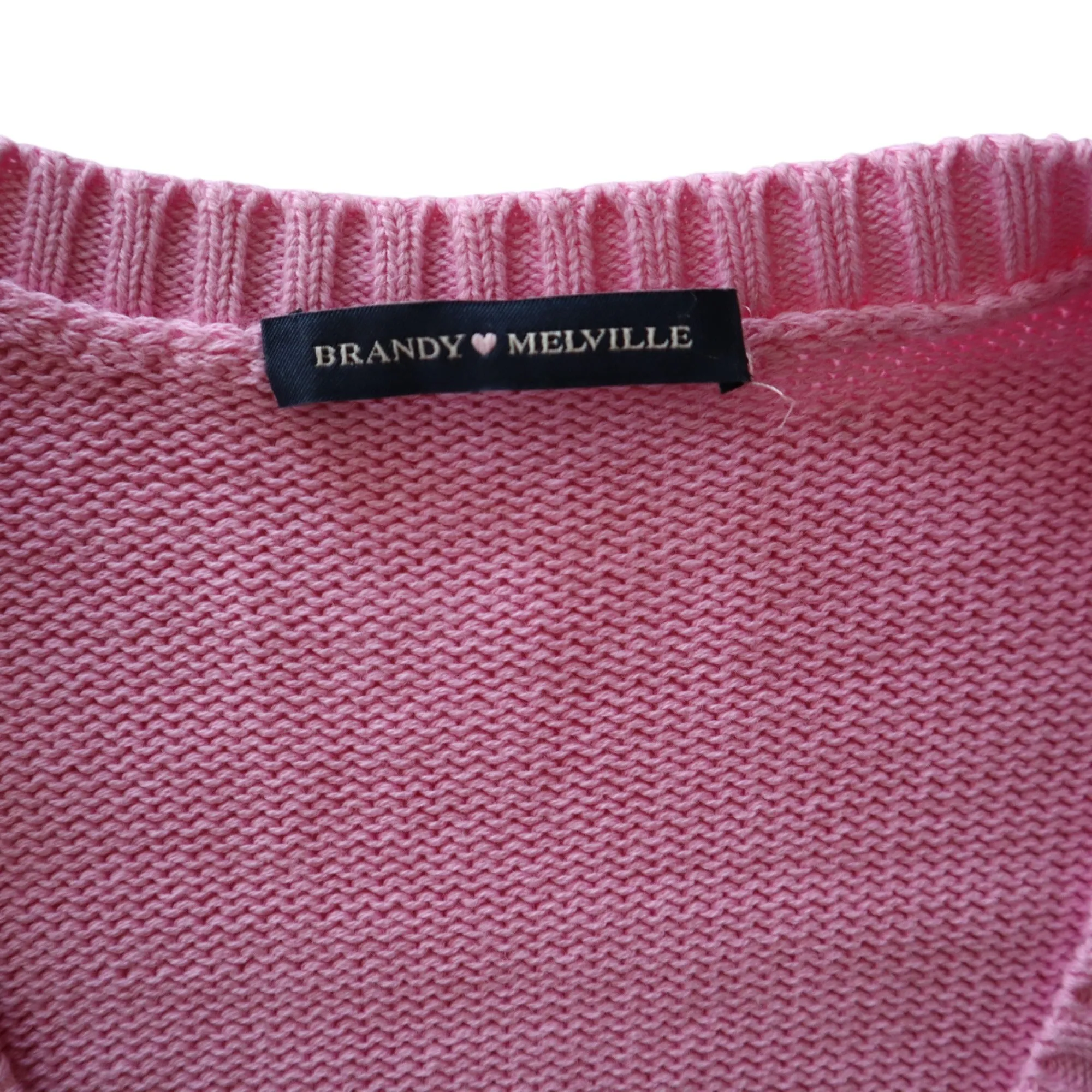 Brandy Melville  Women's Pink V-Neck Button-Up Cardigan Sweater One Size
