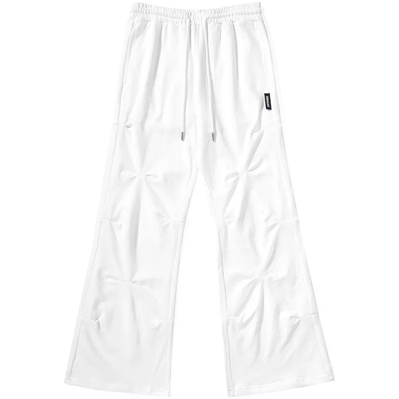 Casual Plain Asymmetric Ruched Flare Pants