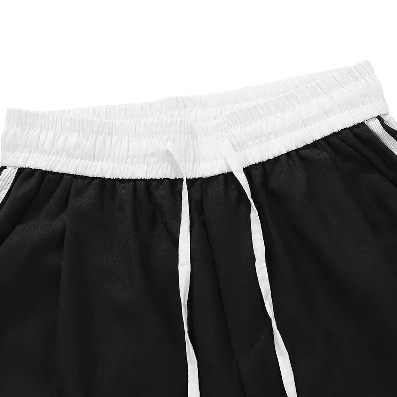 Casual Plain Stripe Wide Leg Sporty Pants