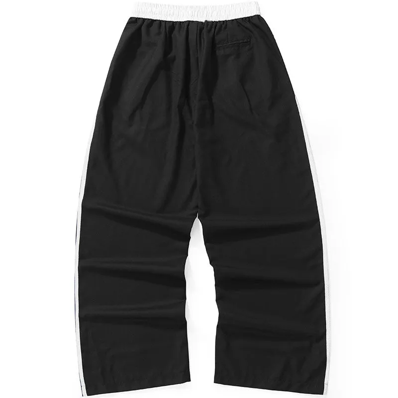 Casual Plain Stripe Wide Leg Sporty Pants