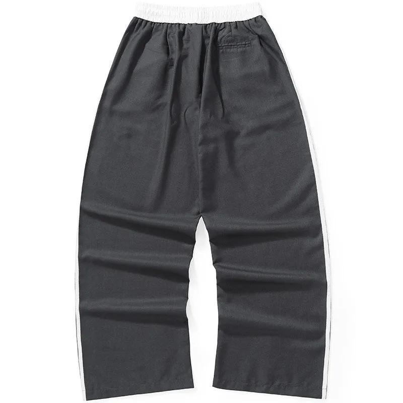 Casual Plain Stripe Wide Leg Sporty Pants