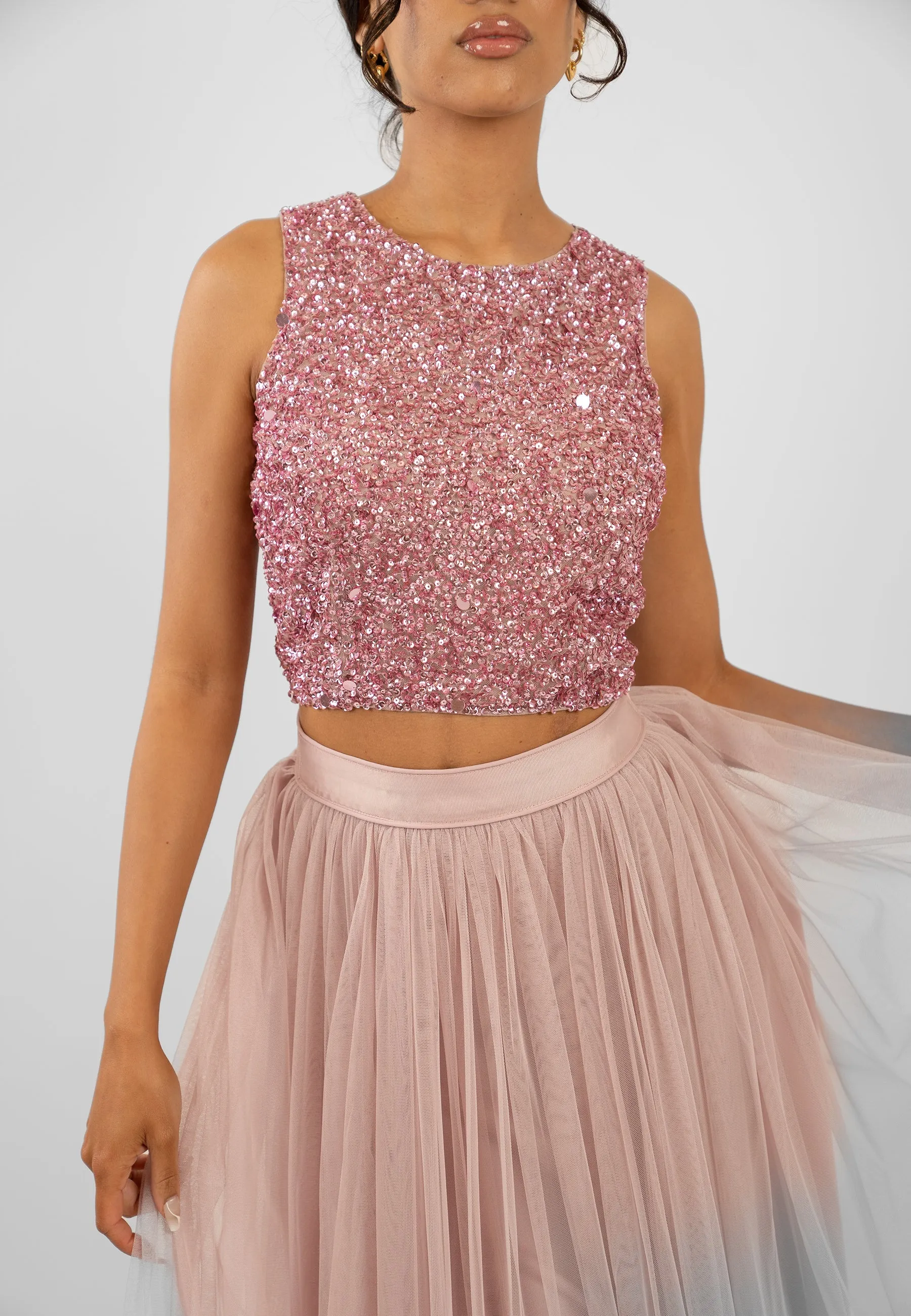 Cleo Pink Tulle Midi Skirt