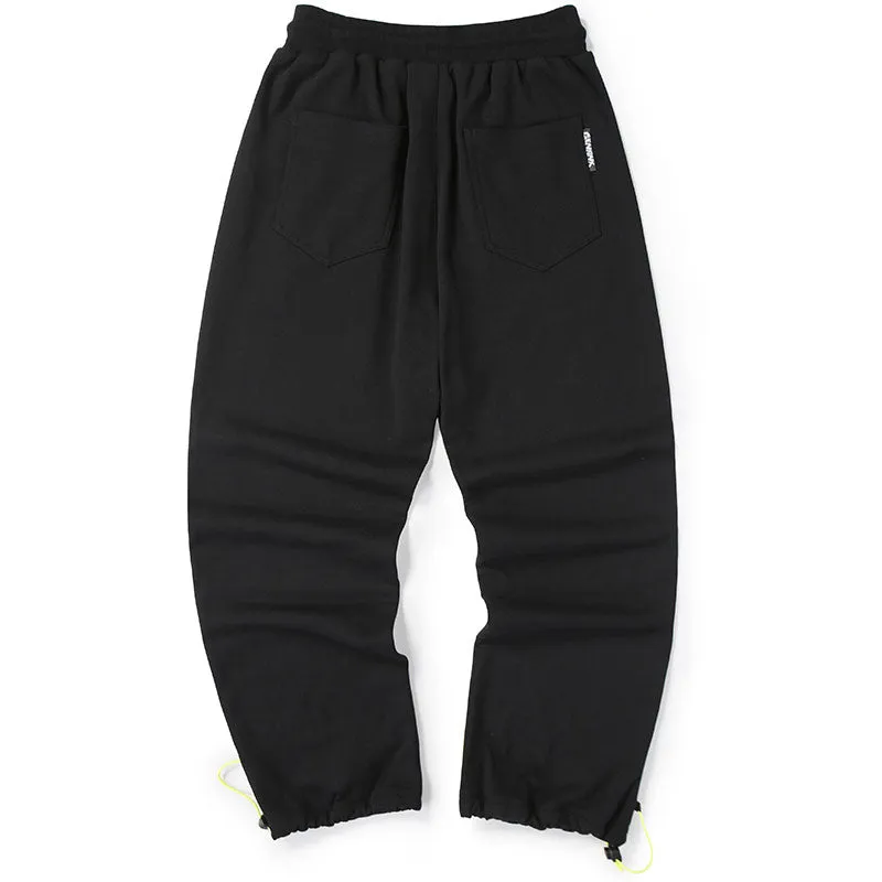 Color Block Letter Print Loose Lace-up Casual Pants