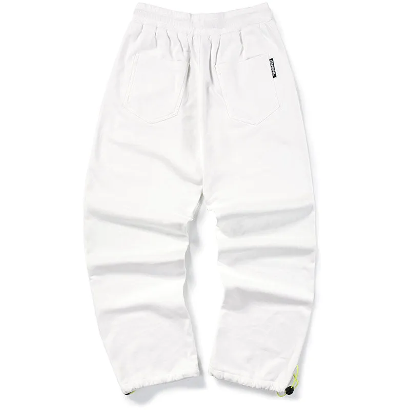 Color Block Letter Print Loose Lace-up Casual Pants