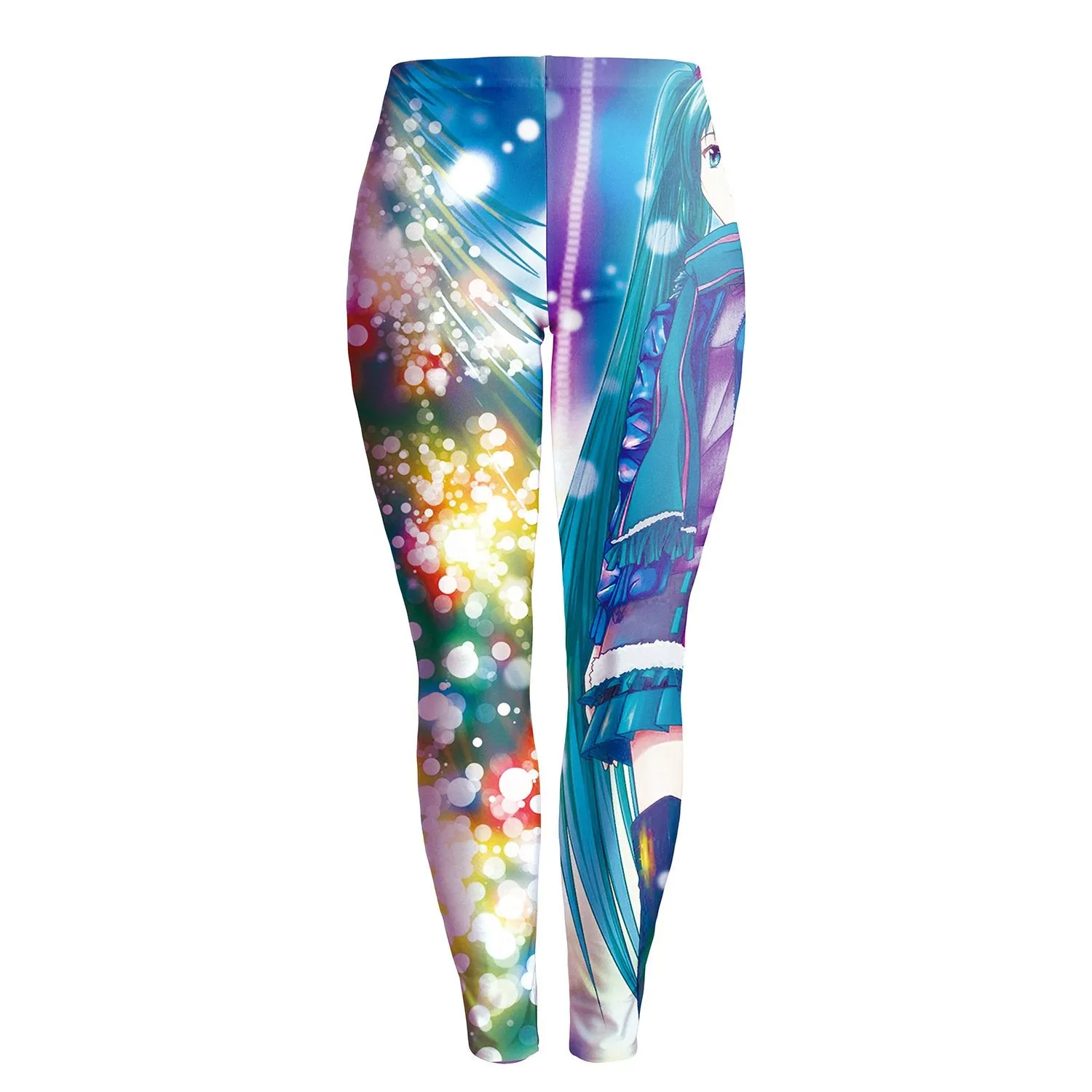 Colorful Print Elastic Waist Women Christmas Party Leggings Pants