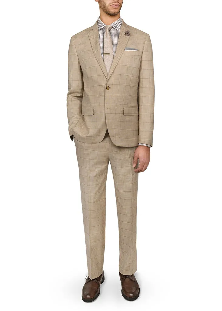 Construct Tan Windowpane Suit Pant