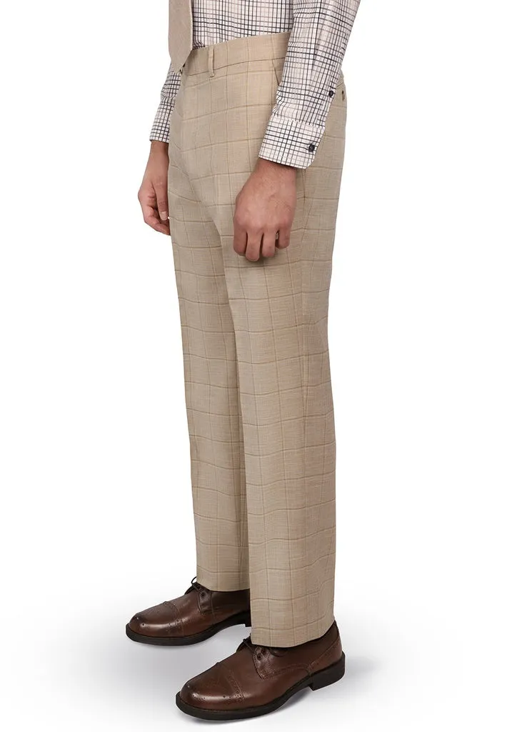 Construct Tan Windowpane Suit Pant