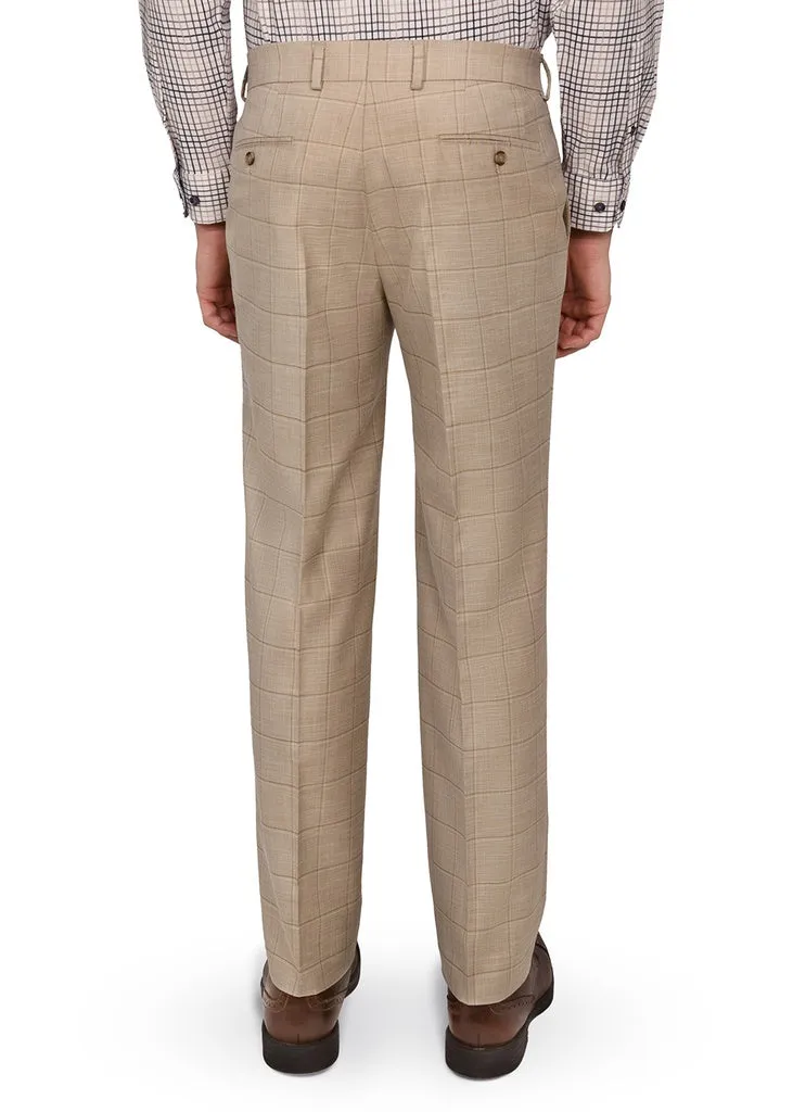 Construct Tan Windowpane Suit Pant