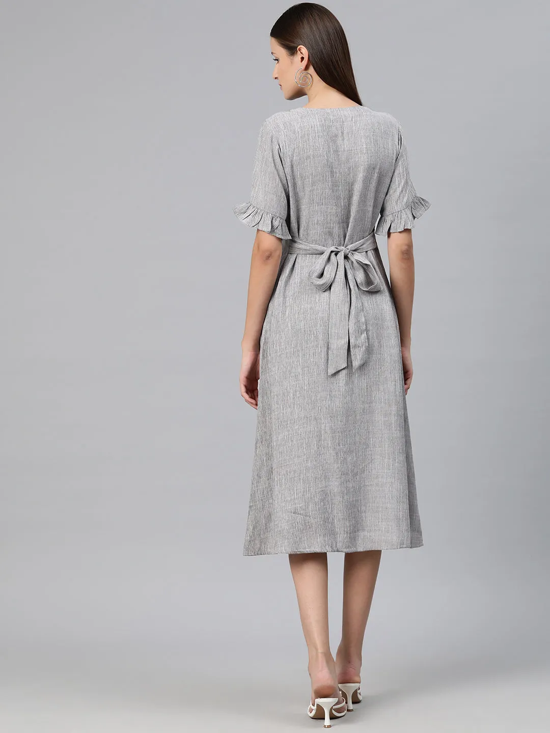 Cottinfab Women Bell Sleeves A-Line Dress