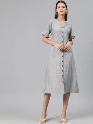 Cottinfab Women Bell Sleeves A-Line Dress