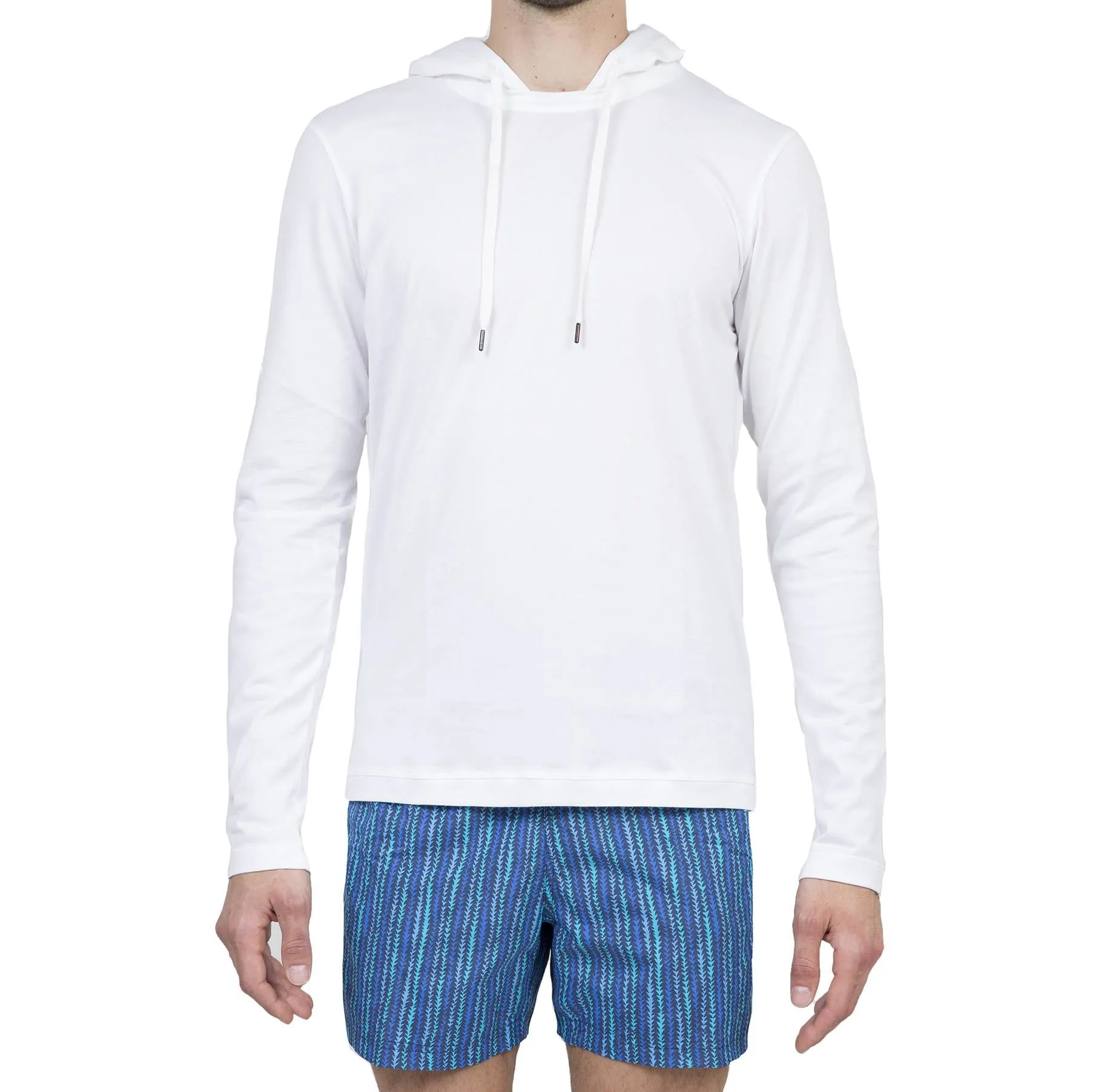 COTTON JERSEY LONG SLEEVE TEE SHIRT WITH HOOD
