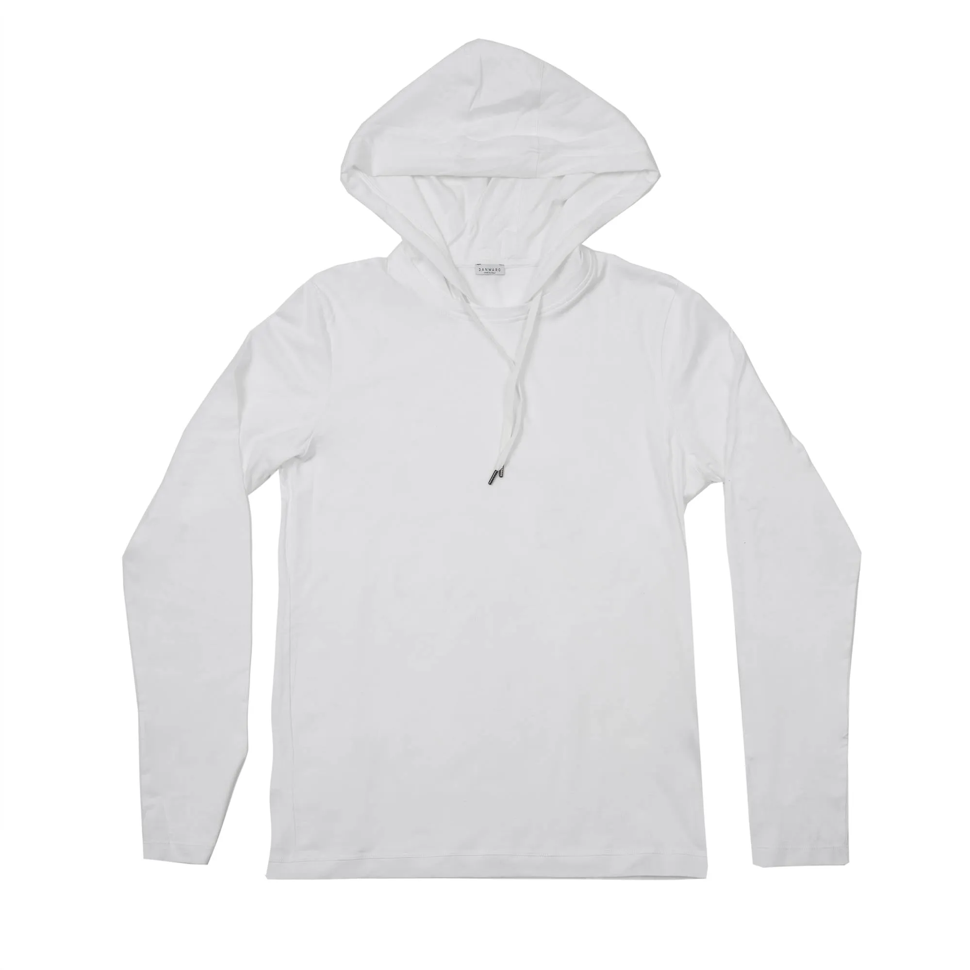 COTTON JERSEY LONG SLEEVE TEE SHIRT WITH HOOD
