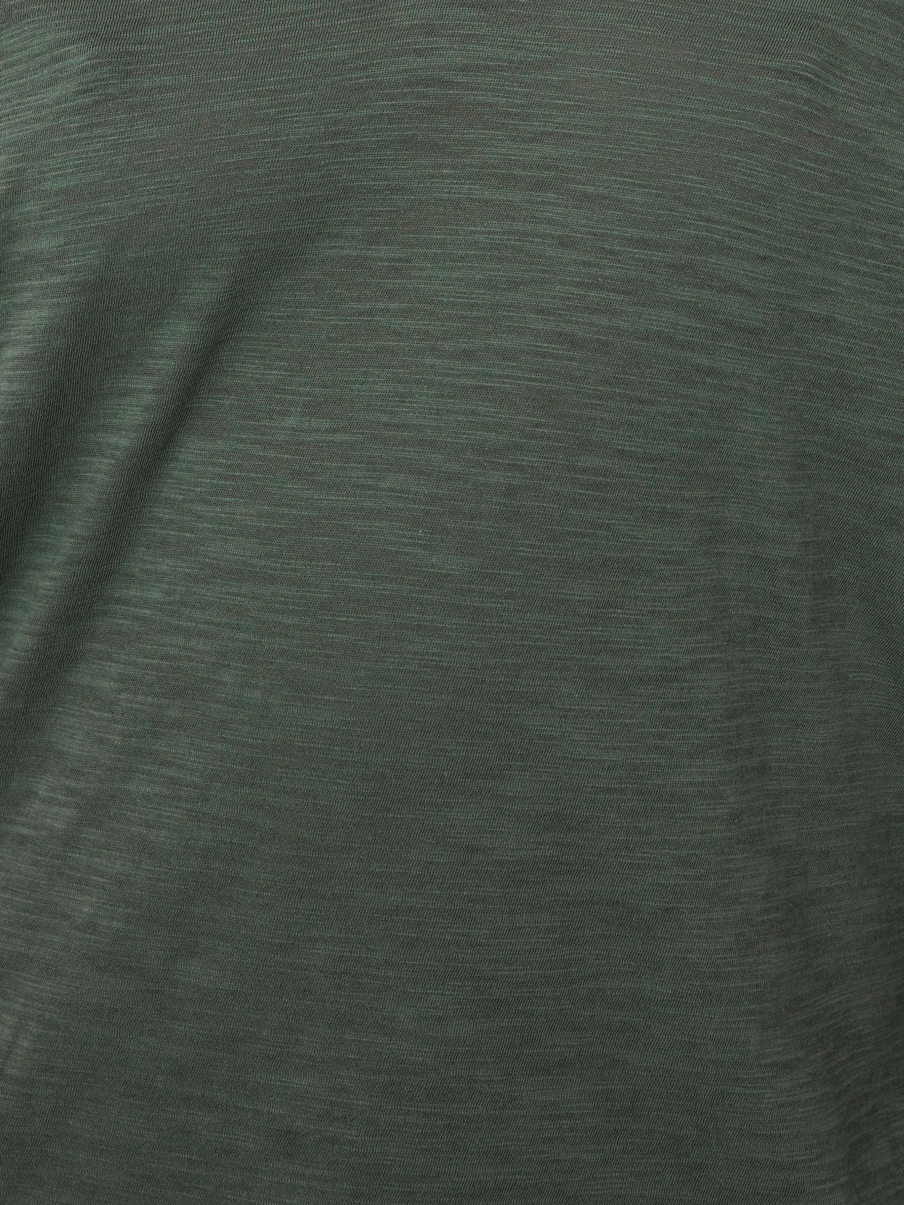 Cotton Slub V Neck Long Sleeve Tee | Green