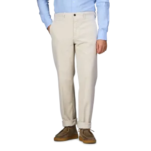Cream Beige Cotton Moleskin Slacks Chinos