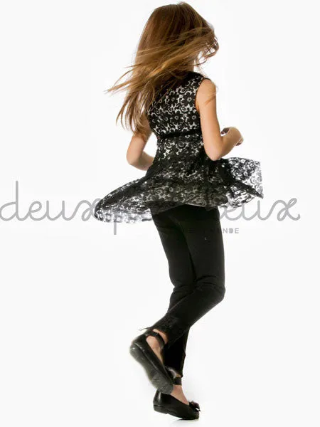 Deux Par Deux Girls Black Lace Tunic Top Sizes 4, 5
