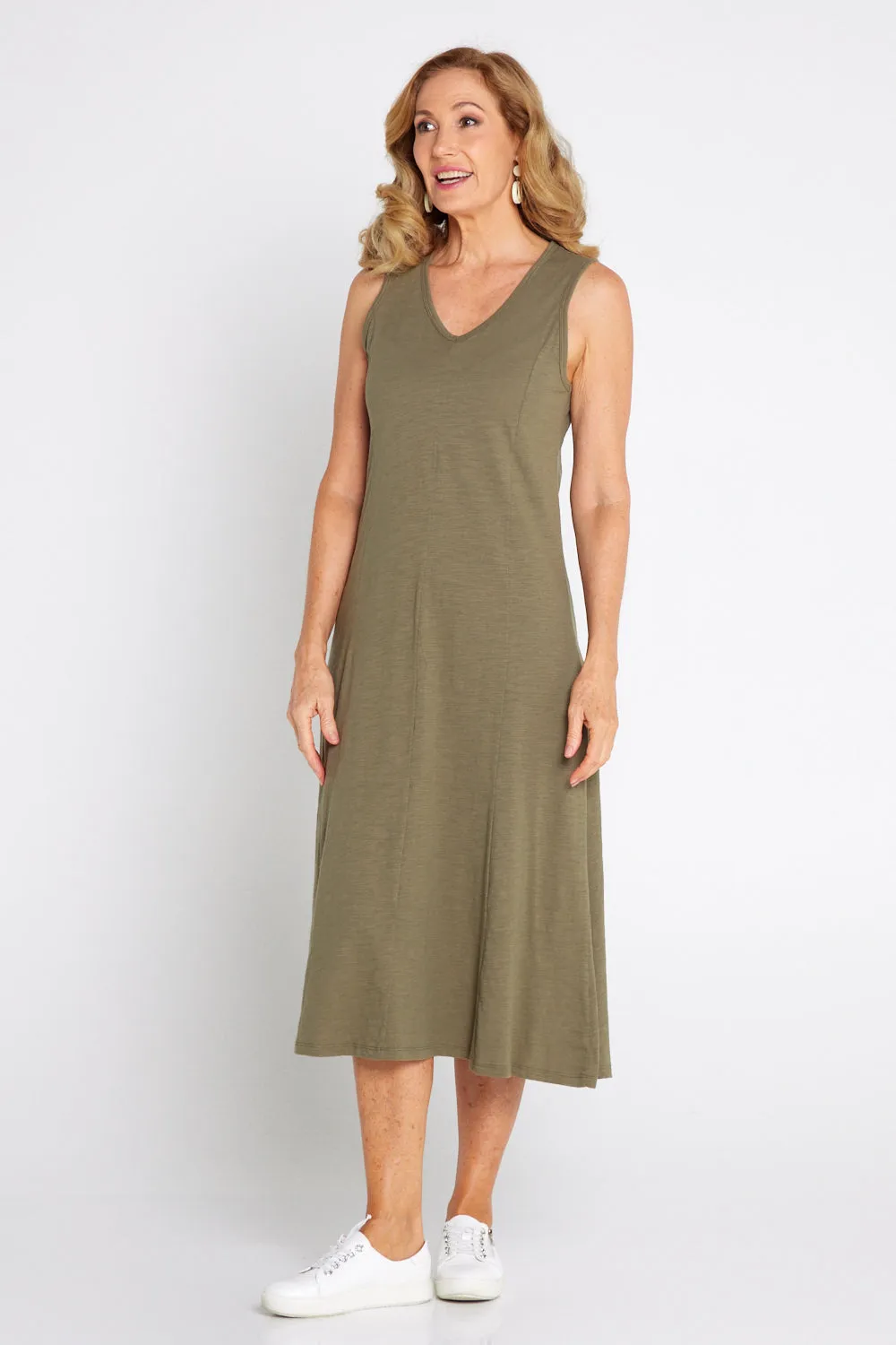 Diana V Core Dress - Khaki