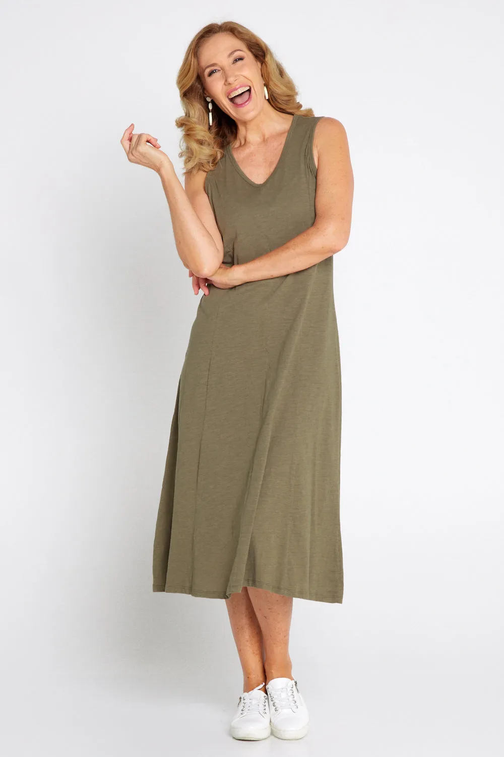 Diana V Core Dress - Khaki