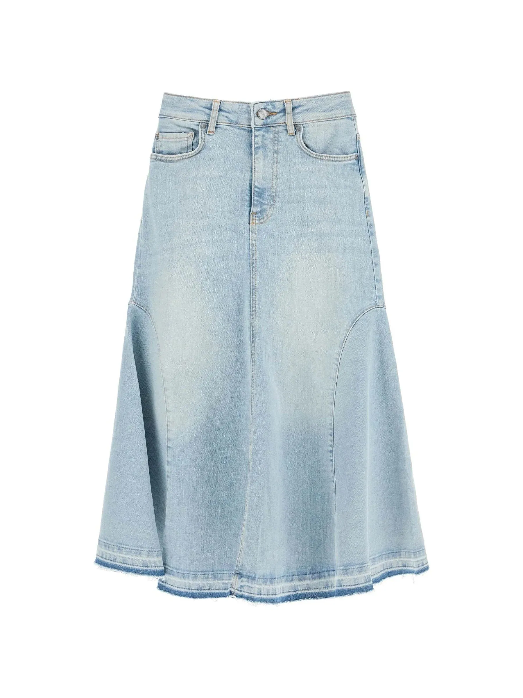 Flared Denim Midi Skirt