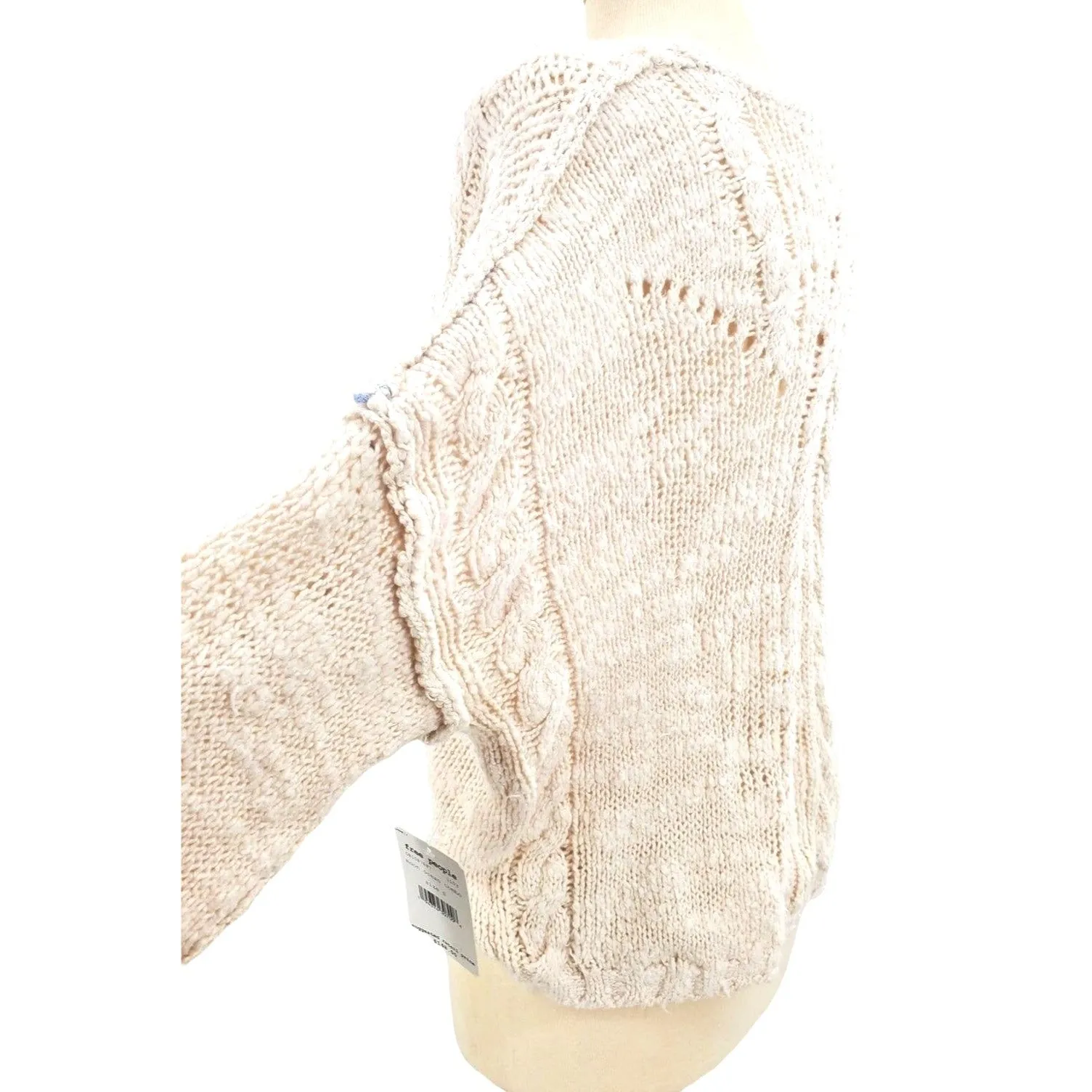 FREE PEOPLE Sandstorm CARDIGAN in IVORY MOON with OCEAN knit Sweater