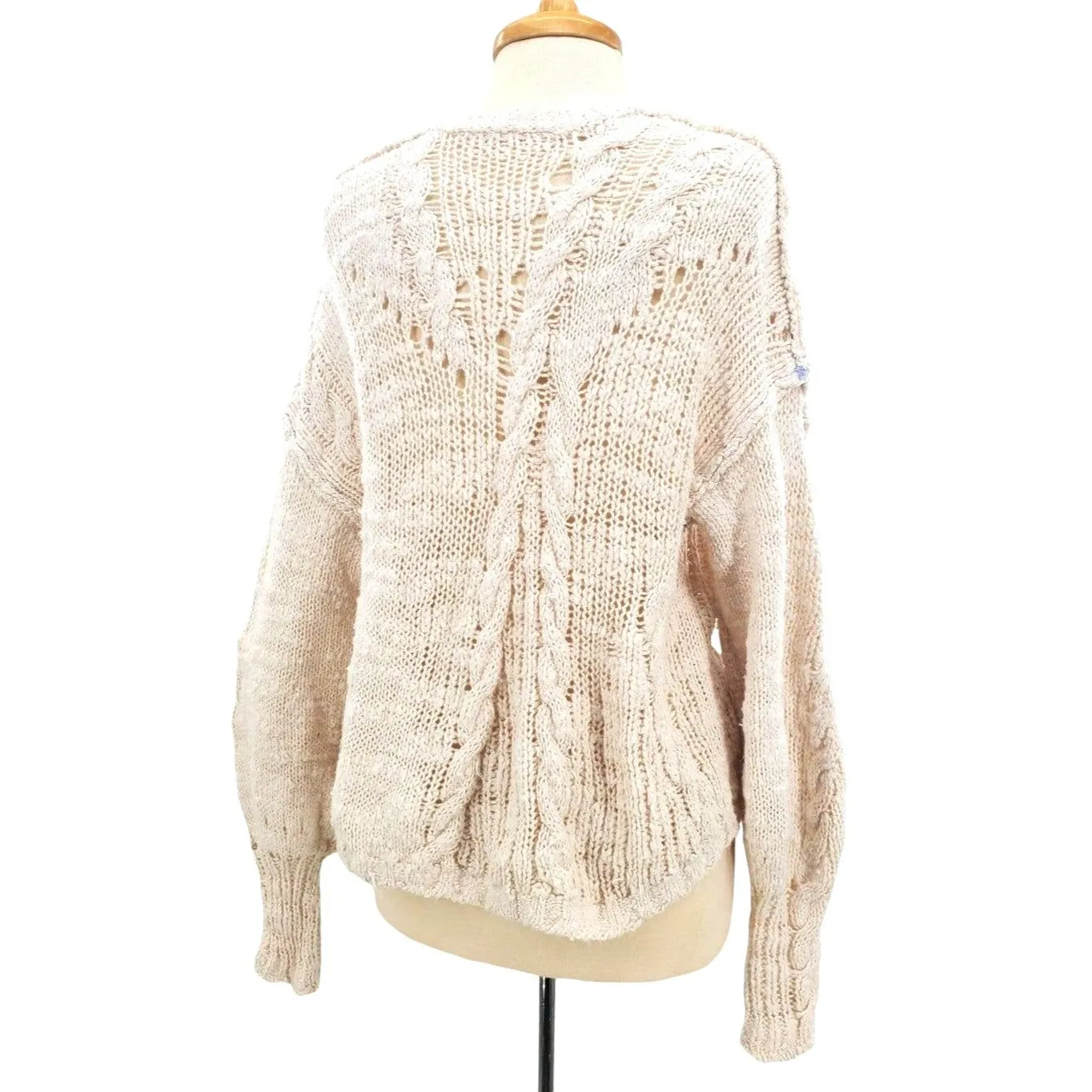 FREE PEOPLE Sandstorm CARDIGAN in IVORY MOON with OCEAN knit Sweater