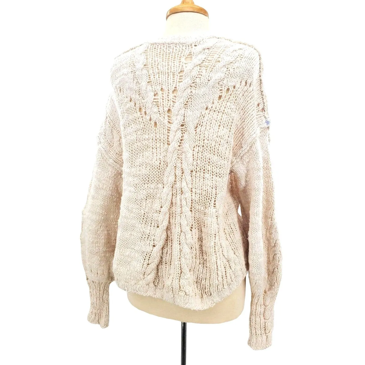 FREE PEOPLE Sandstorm CARDIGAN in IVORY MOON with OCEAN knit Sweater