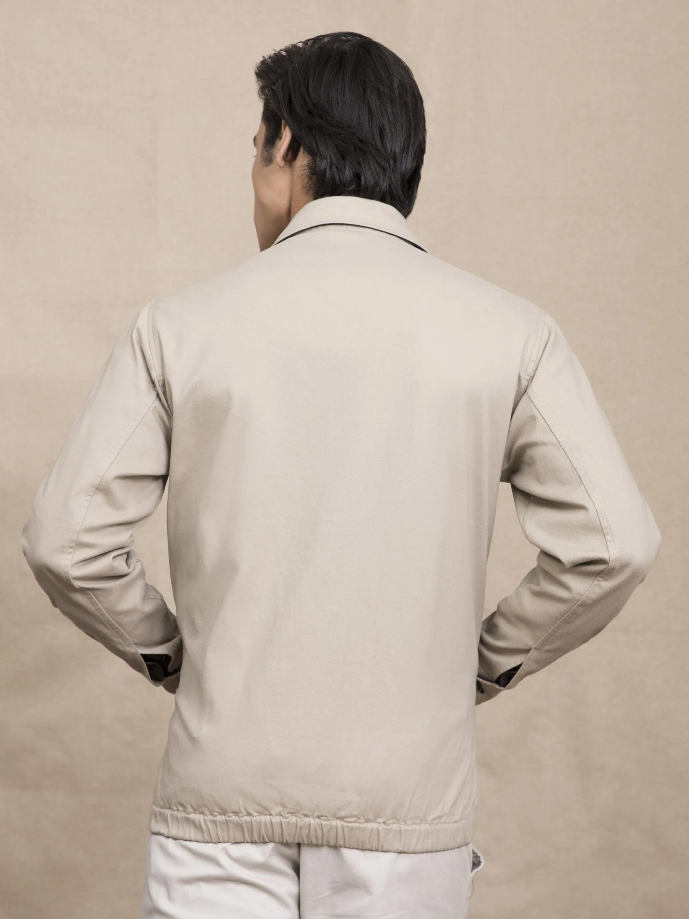 FULL SLEEVE COLLAR  LIGHT KHAKI JACKET