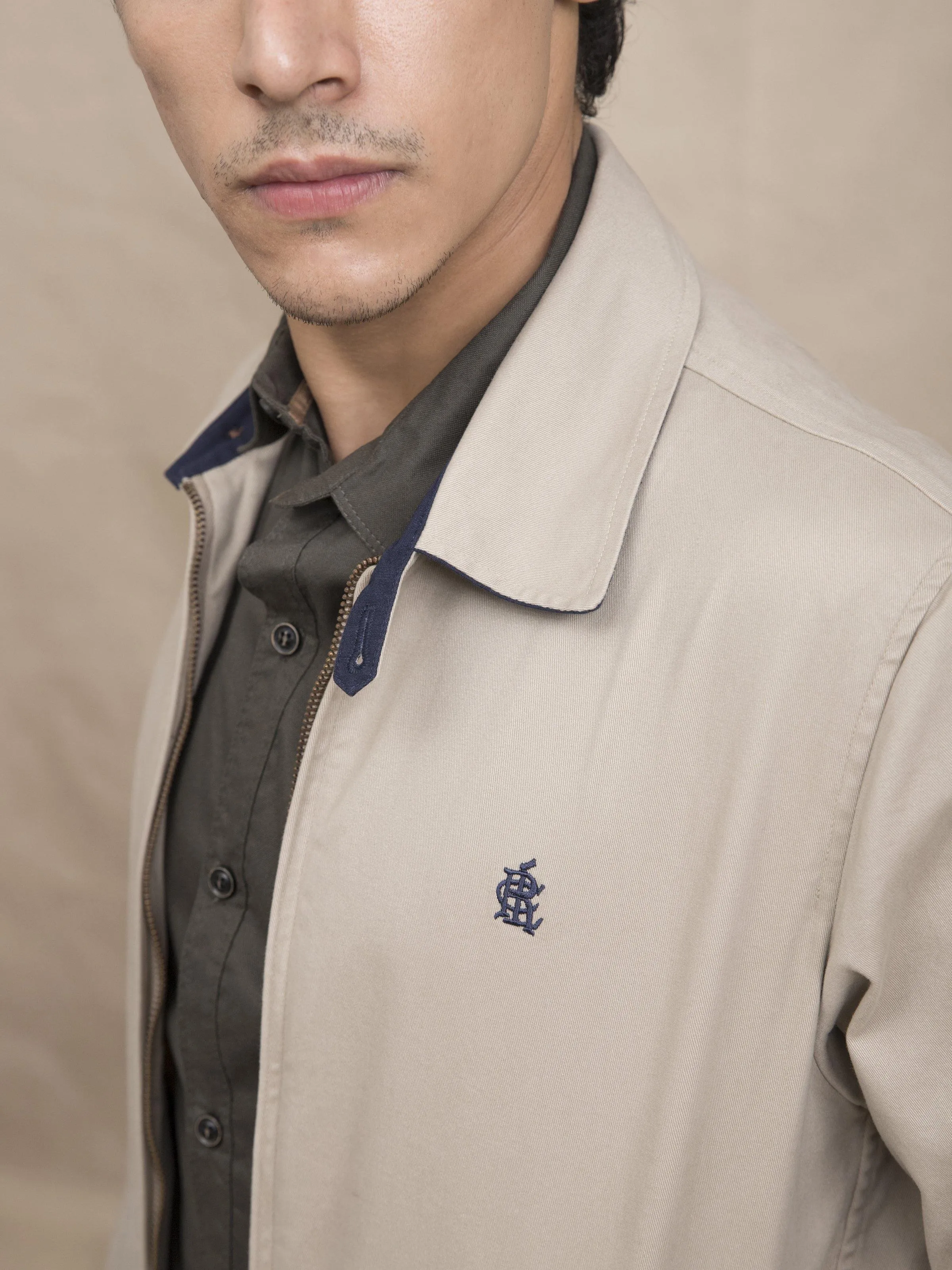 FULL SLEEVE COLLAR  LIGHT KHAKI JACKET