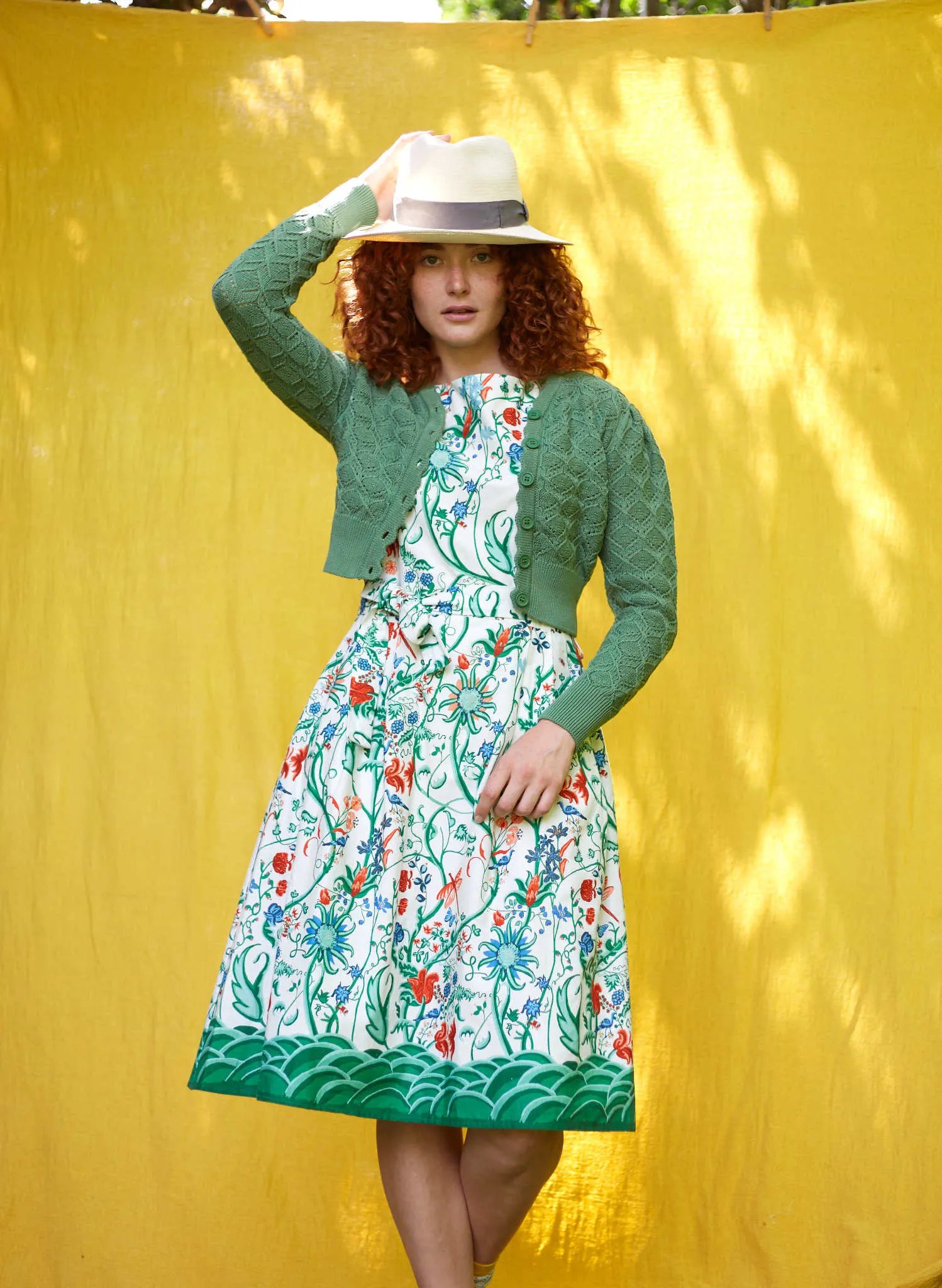 Green Basket Knitted Leah Cardigan by Palava