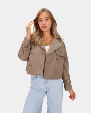Hannah Cropped Trench Coat Taupe