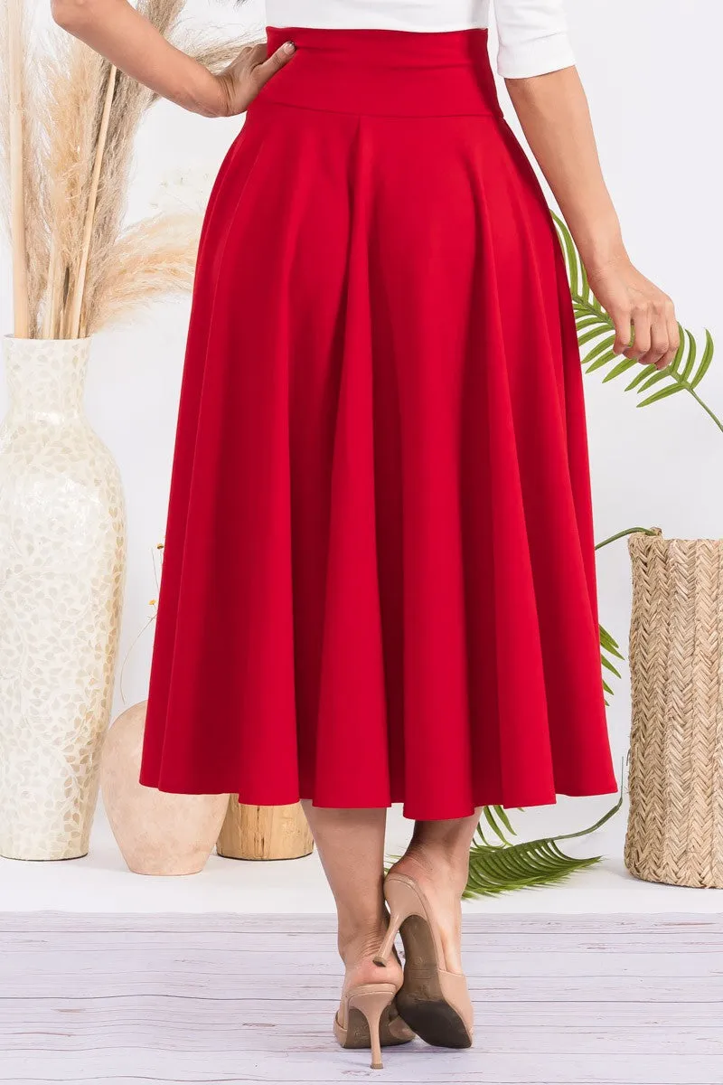 HH746R-S - SOLID MIDI SKIRT